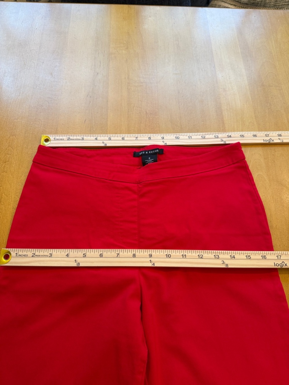 ZAC & RACHEL RED CAPRI CROPPED PANTS SCALLOPED BOTTOM SIZE 8 PULL ON ELASTIC - Picture 7 of 9